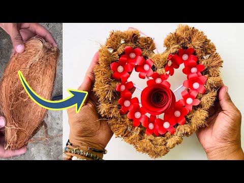 Unique & Beautiful Wall Hanging Heart Using Coconut Coir | Wall Hanging Craft Ideas | DIY Wall Decor