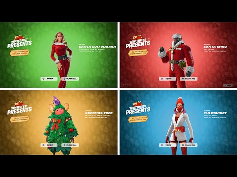 *ALL* 14 WINTERFEST PRESENTS OPENED! (FREE Snoop Dogg, Yulejacket Skins, Emotes, Gliders & Wraps)