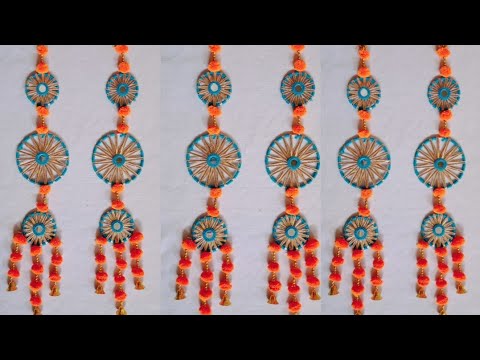 ऊन और  चूड़ियों से बनायें साइड तोरण|side door toran|easy bandhanvar|diwali wall hanging craft ideas