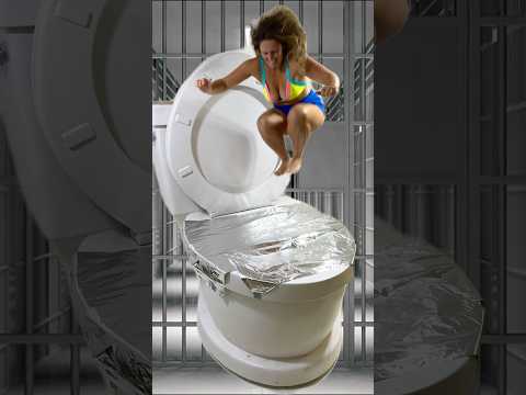 I JUMPED SUPER HIGH into the Worlds Largest Toilet Covered in Tin Foil in Jail #shorts