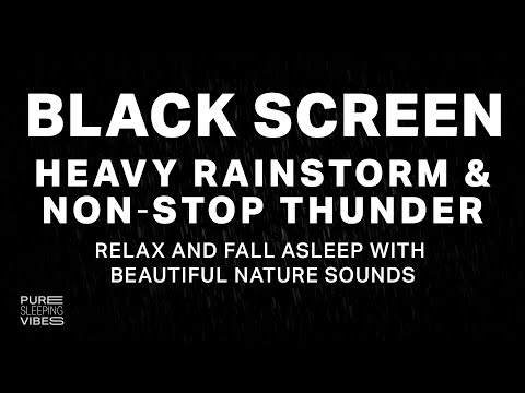 Heavy Ocean Rainstorm and NON Stop Thunder Sounds for Sleeping  | Black Screen Rain to Wind Down