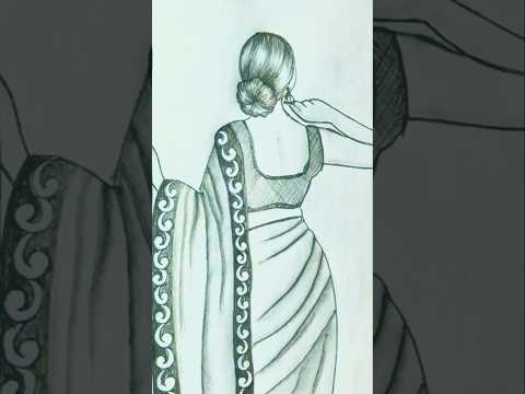 How to draw Girl backside in Saree#shorts_ #shorts #shots #youtubeshorts #trending #drawingdrawing