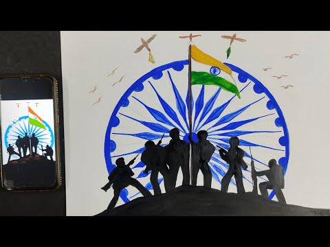 Independence Day Drawing -12  How To Draw National flag with soldiers #independenceday2024