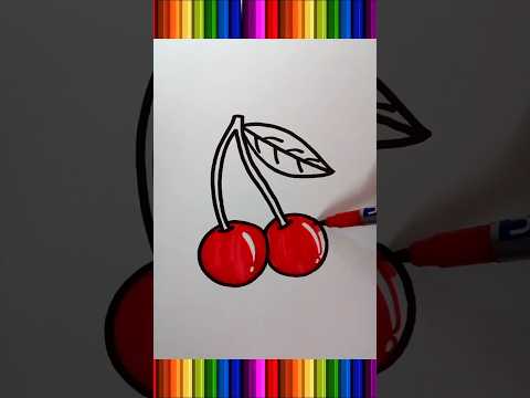 how to coloring a cherry #fruit #drawing #coloring #shorts