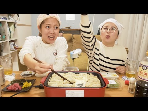 【姉妹同居生活】独身アラサー姉妹のリアルな夜ご飯の様子｜餃子