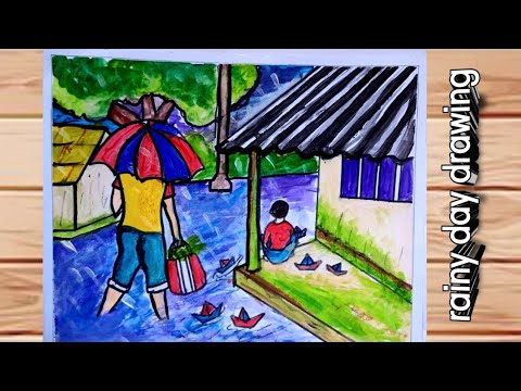 Rainy day drawing ||easy drawing step by step ||🌧#art #drawing