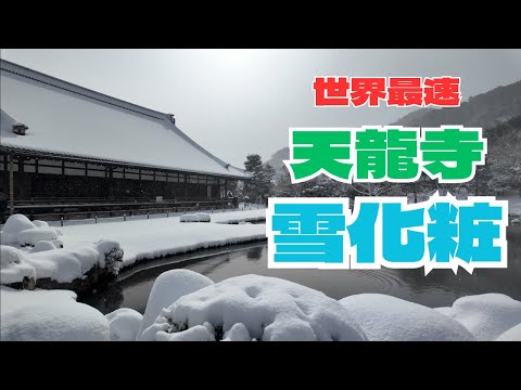 [Feb8] A snow-covered view of Kyoto's Tenryu-ji! Let's enjoy the pond and garden