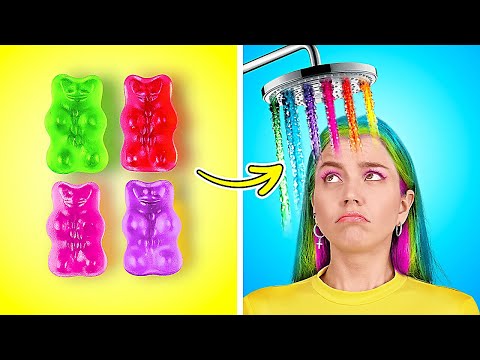 Cool Rainbow Challenge & School Hacks! Colorful Girly Tricks & Gadgets by 123 GO!