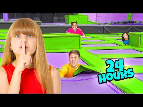 24 HOUR OVERNIGHT CHALLENGE in TRAMPOLINE PARK!