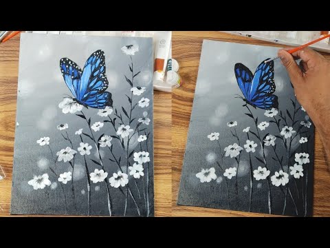 Easy Black and white 🤍 acrylic painting for beginners