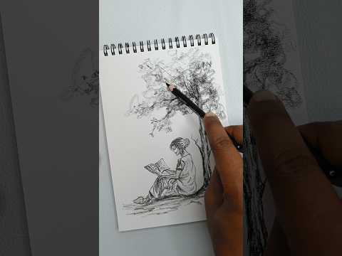 Charcoal Drawing || #drawing #easydrawing #girldrawing #treedrawing #charcoaldrawingtutorial #sketch