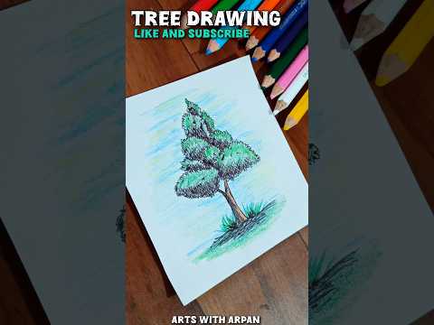 Easy TREE 🌳 Drawing | Arts With Arpan #shorts #sketch  #drawing #art #youtubeshorts