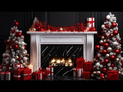 Christmas Ambience | Burning Fireplace Relaxing Peaceful Christmas Instrumental Music 1 Hour