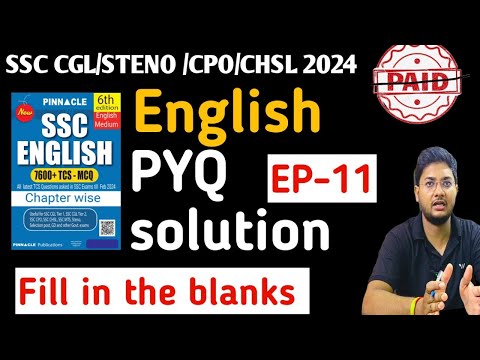 Pinnacle previous year book solution for English EP- 8।। SSC CGL/STENO/CPO/CHSL 2024