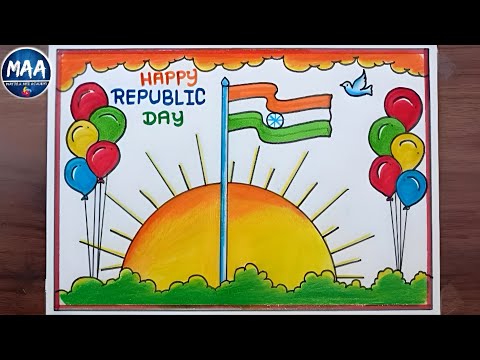 Happy Republic day drawing | 26th January drawing | Republic day drawing very easy | #republicday