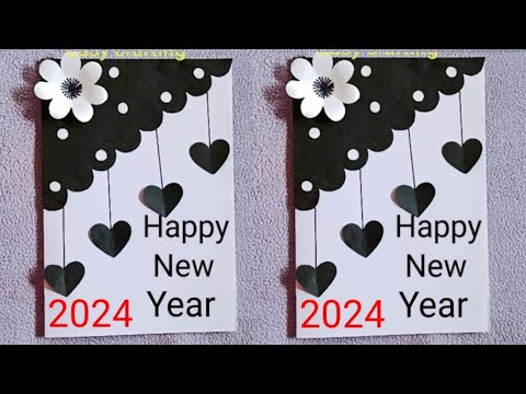 Happy new year greeting card/ diy new year greeting card 2024/How to make a new year greeting card