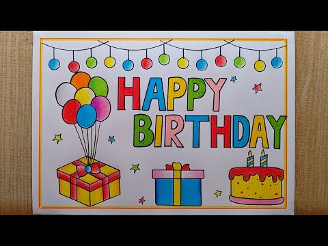 Happy Birthday Card Drawing easy| Beautiful 😍 Birthday Card drawing| Birthday Special drawing