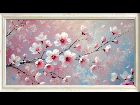 Relaxing Cherry Blossoms Art with Piano Music | Springtime Frame TV Art Screensaver | 4K Art 2hr