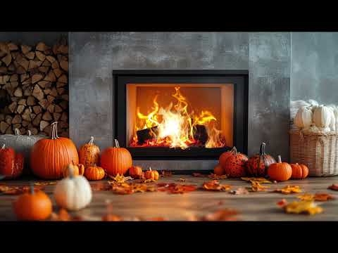 Cozy Fall Ambience 🍂🍁 Fireplace Burning Cackling Sounds Soothing Calming Relaxing