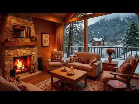 Winter Serenity: Cozy Up by the Fireplace and Snow Falls Gently Outside - The Ultimate Ambience