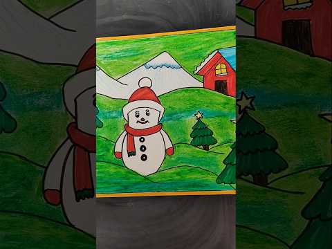 Christmas poster #drawing #shortvideo #shortsfeed #marrychristmas #scenery #trending #christmas