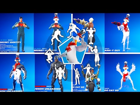 Flakey the Snowbird Fortnite doing all Built-In Emotes and Funny Dances シ