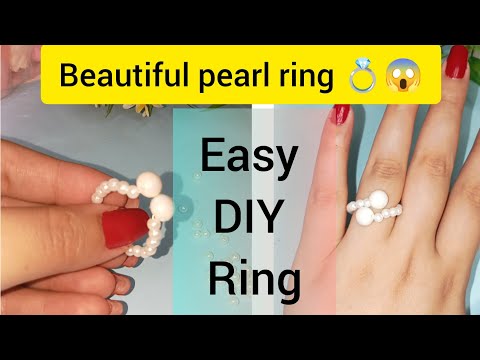 Easy diy pearl ring 😱 how to make ring at home #trending #diy #craft #viral #youtubevideo #jewellery