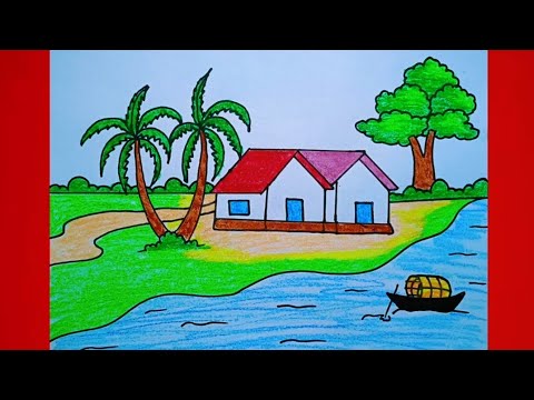 Very Easy Scenery Drawing Tutorial With Pencil | Landscape scenery Drawing