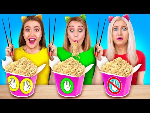 NO HAND VS ONE HAND FOOD CHALLENGE | Crazy Cooking Hacks by 123 GO! Series