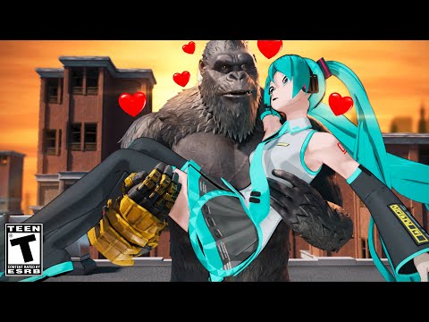 KING KONG falls IN LOVE with HATSUNE MIKU - Fortnite