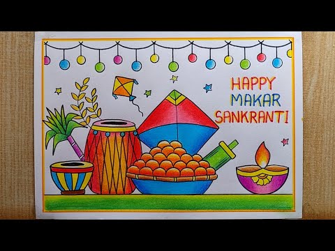 Makar Sankranti drawing easy| How to draw Makar Sankranti drawing|Happy Makar Sankranti drawing easy