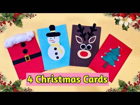 4 Easy Christmas greeting cards / DIY Christmas cards / How to make christmas card #merrychristmas