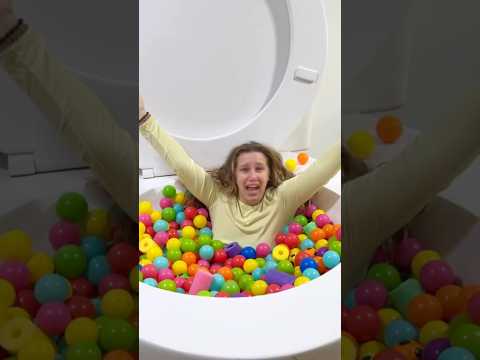 SCARY SAD CRAZY FACE Lady SURPRISE in the Worlds Largest Toilet Play Ball Pool #shorts