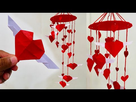 DIY Wall Hanging | Paper Heart for Valentine's Day Decoration Ideas | Room Decor | 3D heart paper