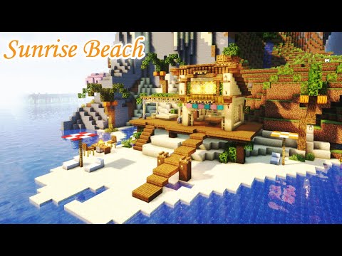 【マイクラ建築】おしゃれな海の家を作る - SunRise Beach - 春夏秋冬の街作りシリーズ 【Minecraft】【マインクラフト】