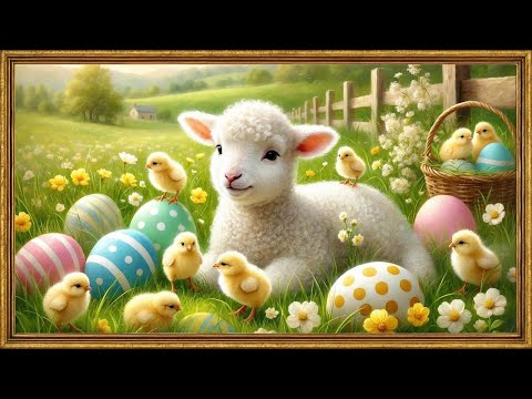 Adorable Easter Greetings | Spring Art TV Wallpaper | Vintage Gold Framed TV Art Screensaver | 4K 2H