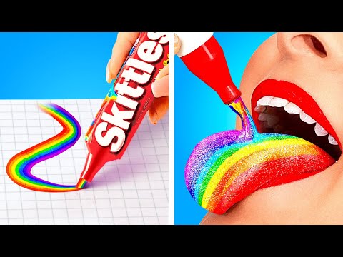 How To Become A Popular Student! Easy Rainbow Crafts and School Hacks by 123 GO!