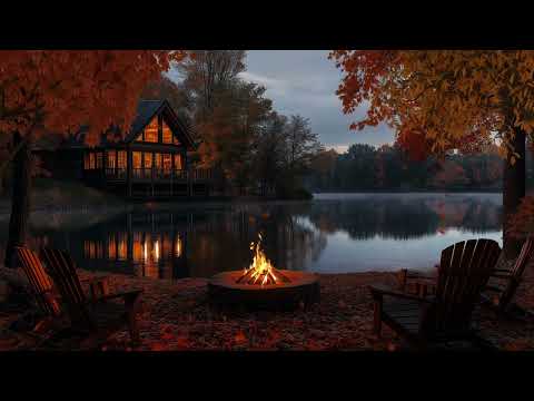 Autumn Night By The Lake - Crackling Campfire And Night Nature Sounds for Sleep, Relax And Study