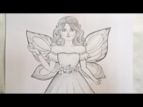 cómo dibujar una hda//Pari ka chitra //how to draw a fairy easy