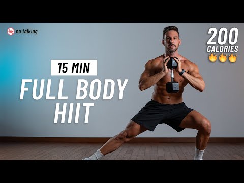 15 Min FULL BODY HIIT With Weights - Strength & Cardio, No Repeat, Home Workout