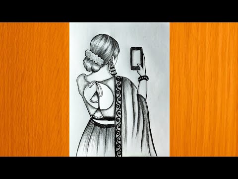 A traditional girl taking selfie Diwali Drawing ||Pencil sketch for beginner || diwali drawing||