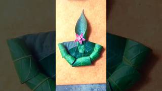 🌿🪔How to make mango leaf diya | Mango leaf craft | #diwali #decoration  #youtubeshorts #viral🍃🥭