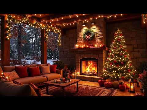 Cozy Cabin Ambience ASMR | Snow Falling & Fireplace Sounds for Restful Christmas Sleep