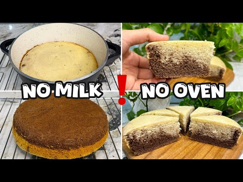 ( Easy sponge cake recipe 🧽)( Two color cake🌈 ) ( No Oven No milk 🥛)