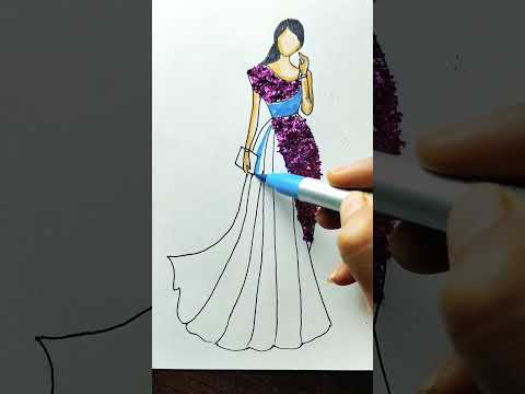 Glitter dress #shorts_ #shorts #ytshort #youtubeshorts #sketch #artandcraft #asmr #dressdesign #art