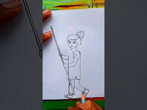 A boy with Indian flag drawing #15august #drawing #shorts