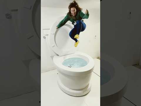 SUPER HIGH BIG JUMP into the Giant Toilet with Big Splash Slow Motion #shorts