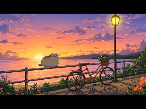 Beach Sunset with Pusheen 🌅🌊 Lofi Chill Beats 🎧 Relax & Unwind