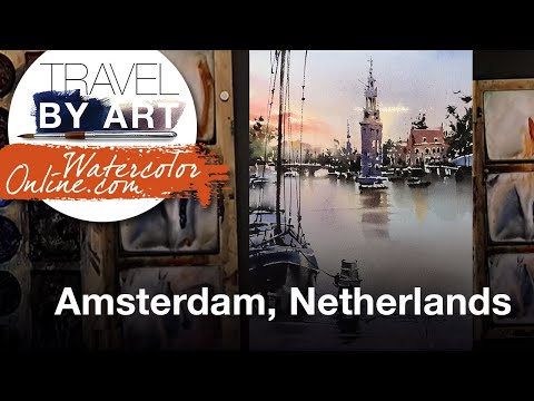 #278 Travel By Art, Ep. 129: Amsterdam, Netherlands (Watercolor Cityscape Demo)