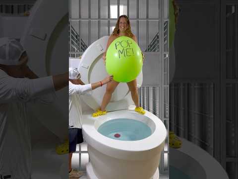 Girl SURPRISES Boy in JAIL with the Giant Toilet Balloon Prank #shorts